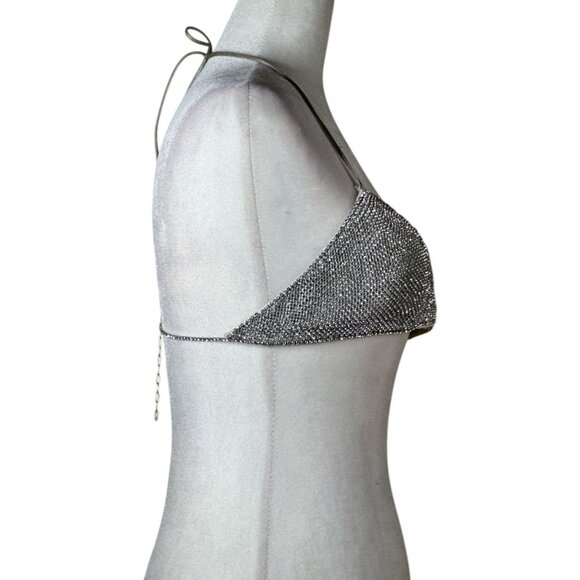 LAMARQUE Raeka Rhinestone Bralette in Silver Small New Womens Cropped Bra - Picture 8 of 12
